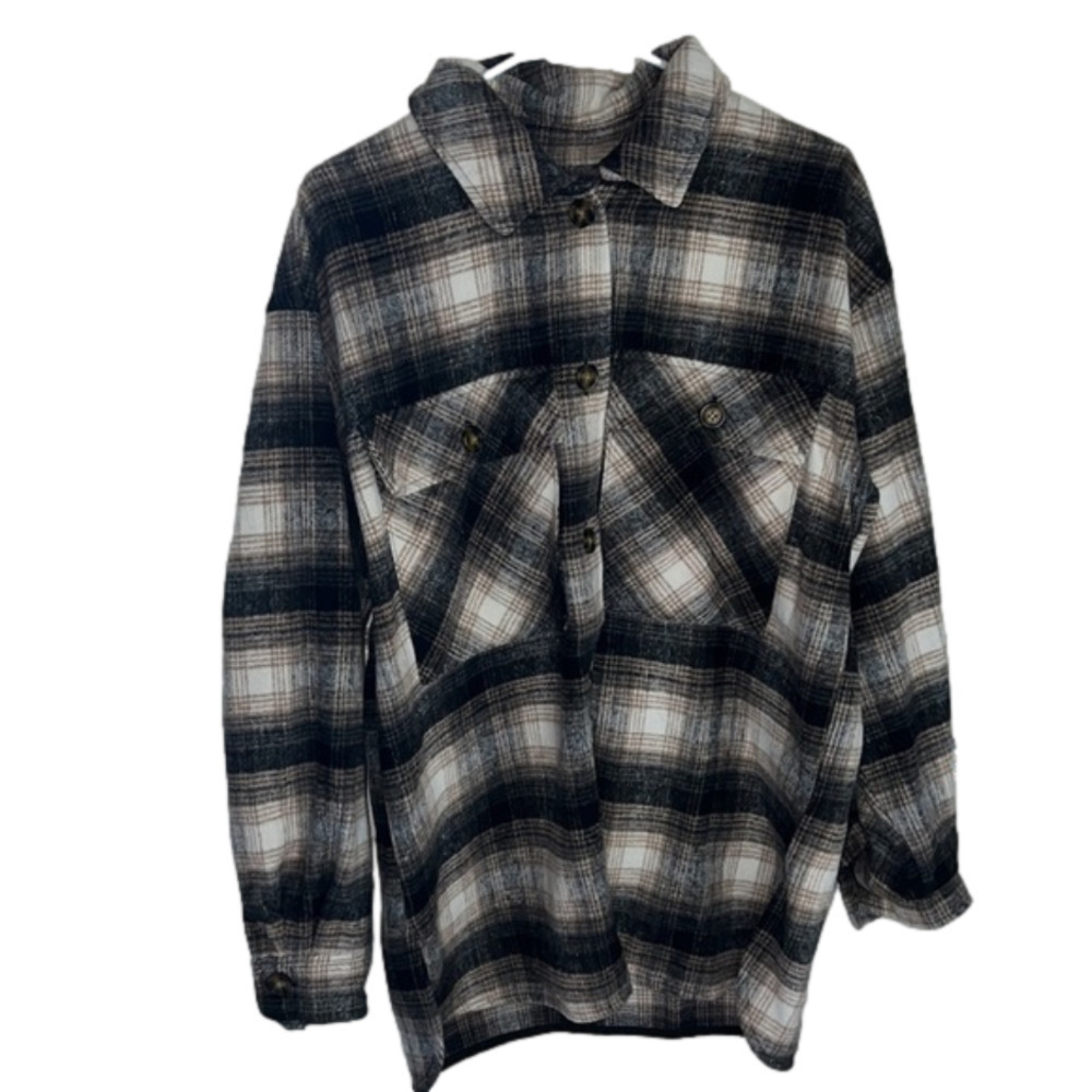 PLAID brown and black size medium oversized wild fable button down jacket